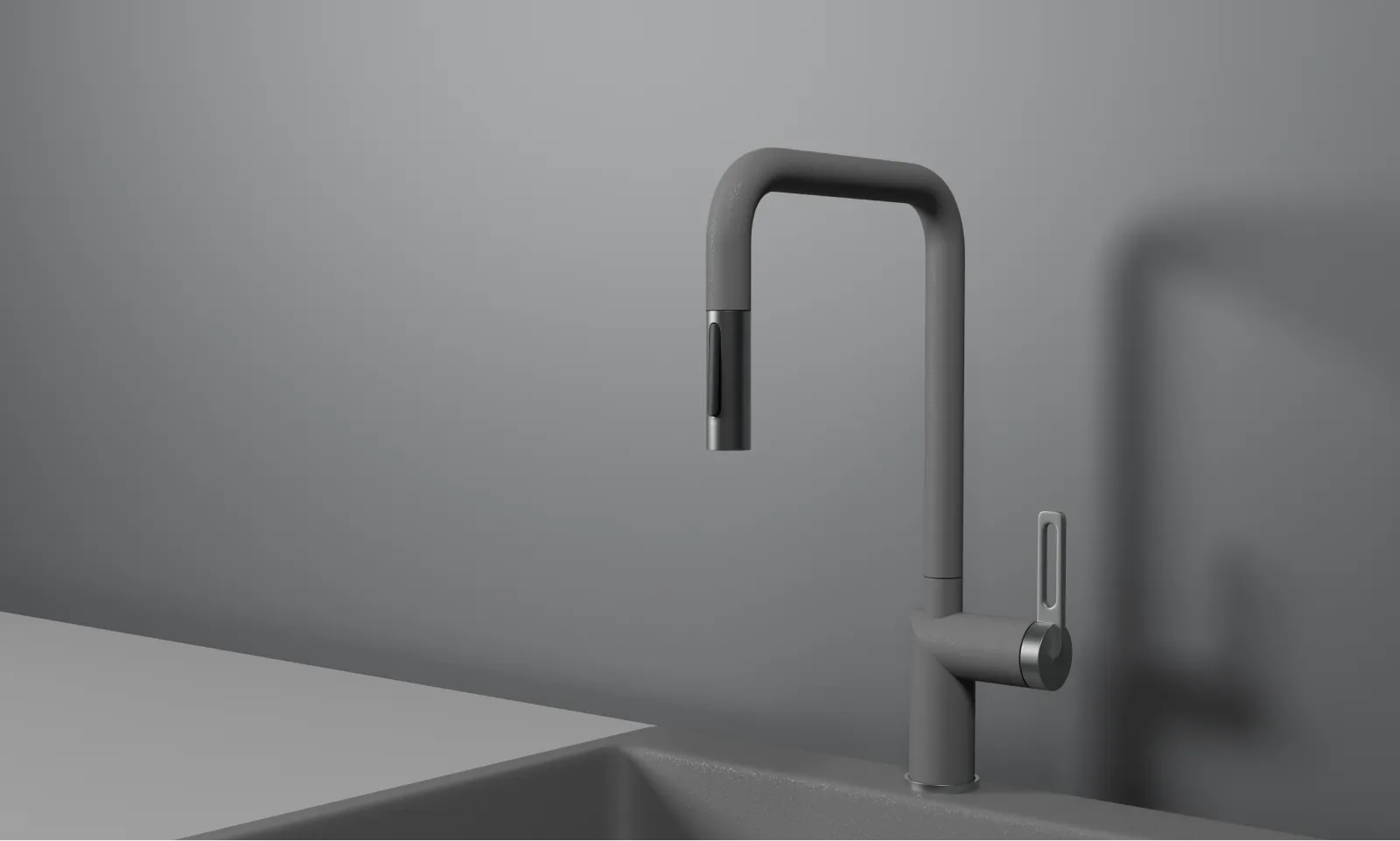 GR-8173, АЛЮМИНИУМ, СМЕСИТЕЛЬ КУХОННЫЙ С ВЫДВИЖНЫМ ИЗЛИВОМ