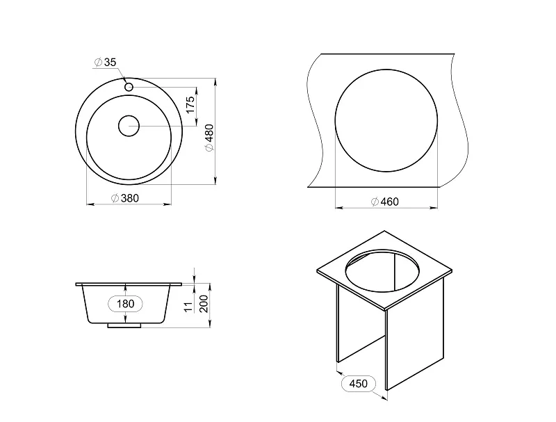 4801, АЛЮМИНИУМ, кухонная мойка, кварц