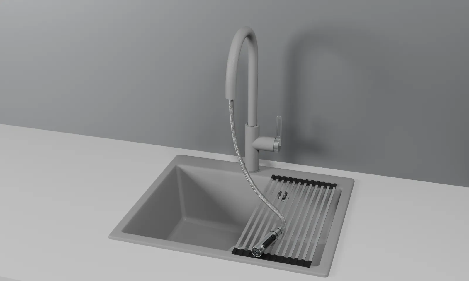 GR-8168, АЛЮМИНИУМ, СМЕСИТЕЛЬ КУХОННЫЙ С ВЫДВИЖНЫМ ИЗЛИВОМ